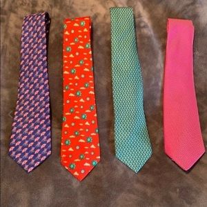 Four PINK Ties Green Orange Purple 59” 3 3/4” wide